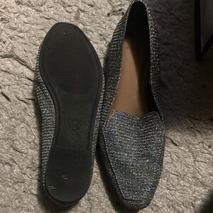 Black and Silver Slip-On Loafers